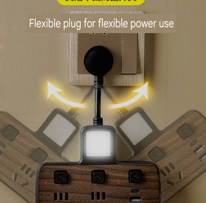 Wooden Pattern Multifunction Power Strip