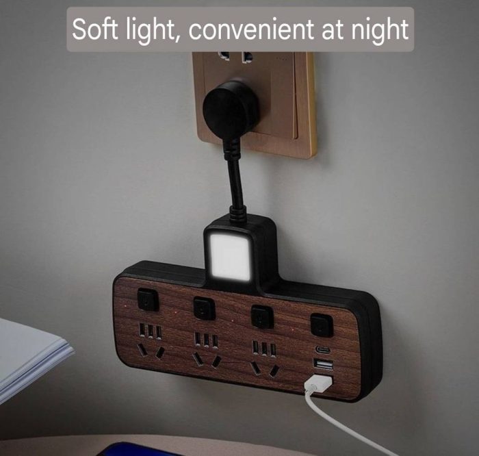 Wooden Pattern Multifunction Power Strip