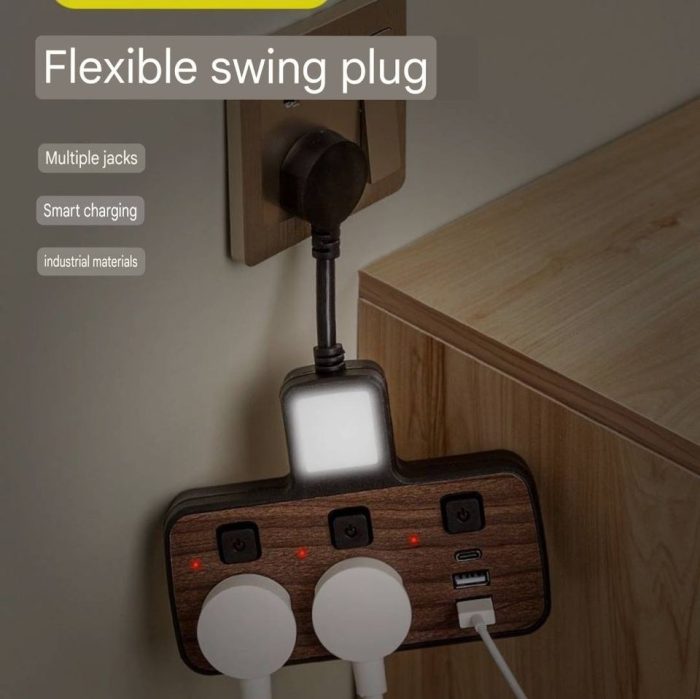 Wooden Pattern Multifunction Power Strip