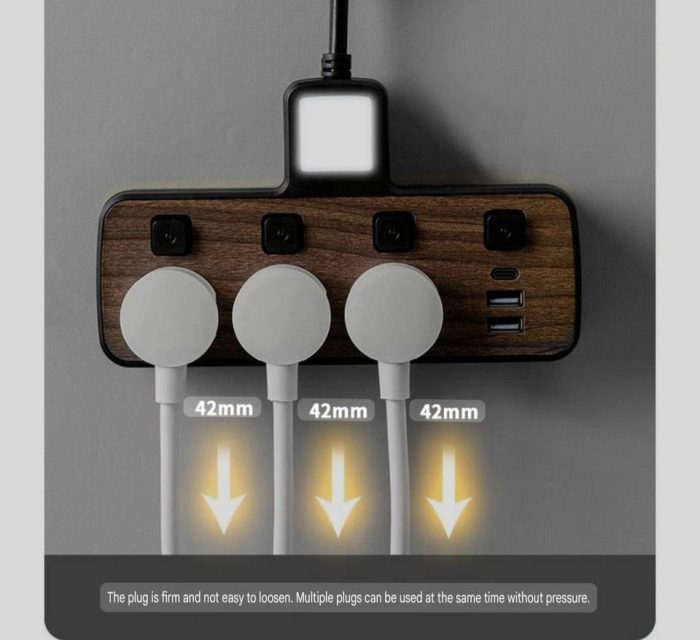 Wooden Pattern Multifunction Power Strip