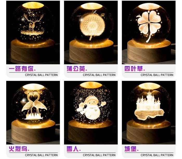 3D Crystal Glass Night Lights with Intricate Designs - Image 6